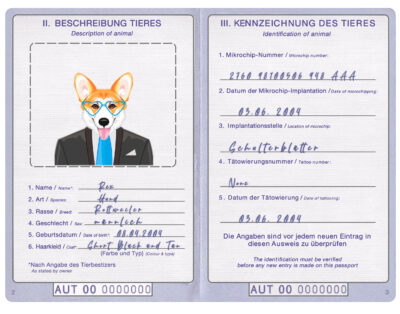 Austria dog Fake PSD Passport | Instant Download