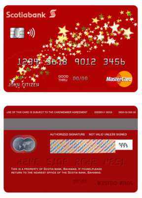 Editable Bahamas Scotia bank mastercard Templates in PSD Format