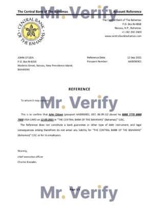 Download The Bahamas The Central Bank of The Bahamas Bank Reference Letter Templates | Editable Word