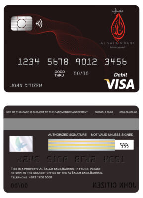 Fillable Bahrain Al Salam Bank visa card debit card Templates