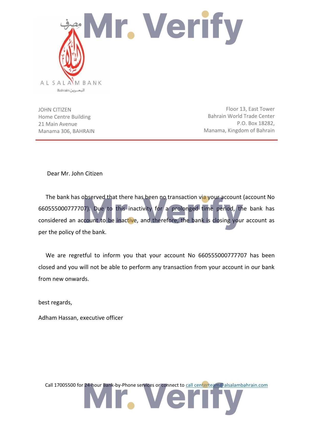Download Bahrain Al Salam Bank Reference Letter Templates | Editable Word