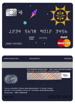 Editable Bangladesh Sonali Bank mastercard debit card Templates in PSD Format