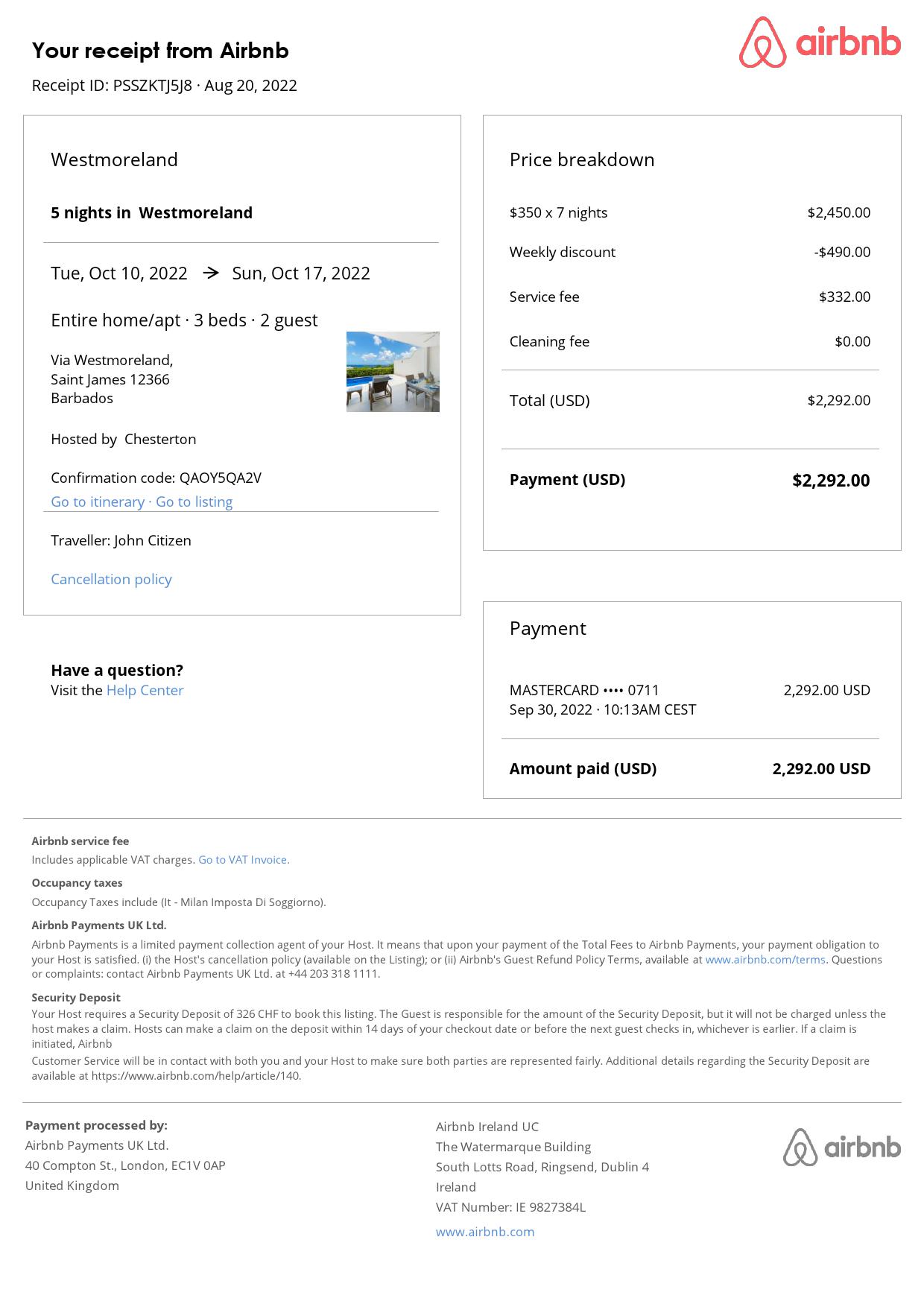 Editable Barbados Hotel Booking Form Template | Fillable PDF