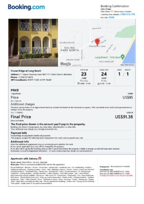 Editable Barbados Hotel Booking Form Template | Fillable PDF
