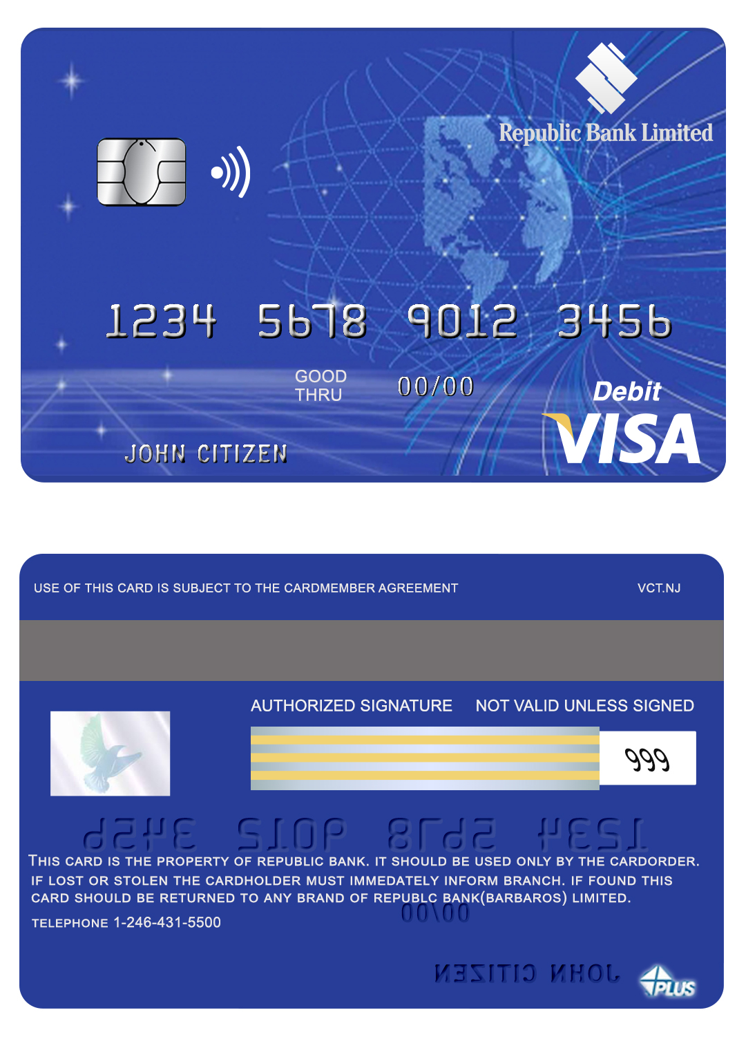 Fillable Barbados Republic Bank visa card Templates | Layer-Based PSD