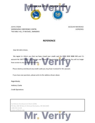 Download Barbados Caribbean Development Bank Reference Letter Templates | Editable Word