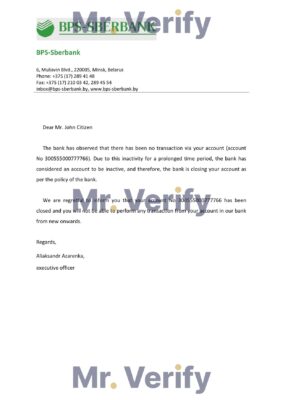 Download Belarus BPS-SBERBANK Bank Reference Letter Templates | Editable Word
