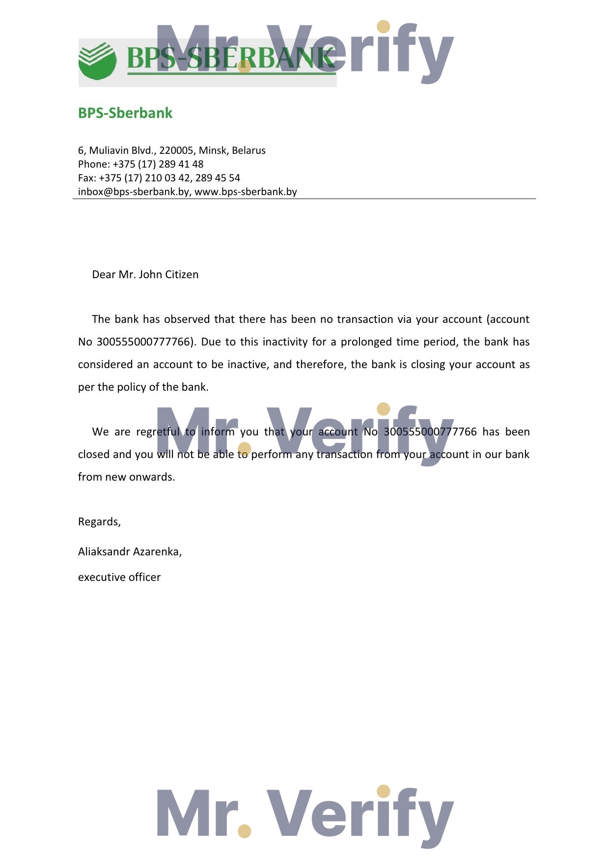 Download Belarus BPS-SBERBANK Bank Reference Letter Templates | Editable Word