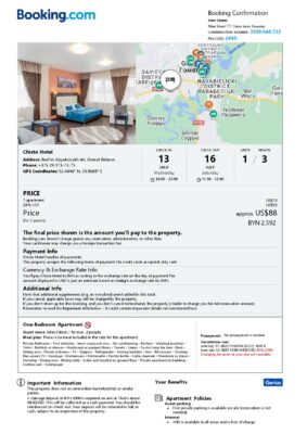 Editable Belarus Hotel Booking Form Template | Fillable PDF