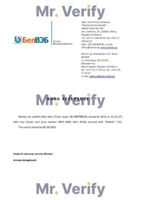 Download Belarus BelVeb Bank Reference Letter Templates | Editable Word
