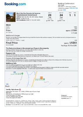 Editable Belgium Hotel Booking Form Template | Fillable PDF