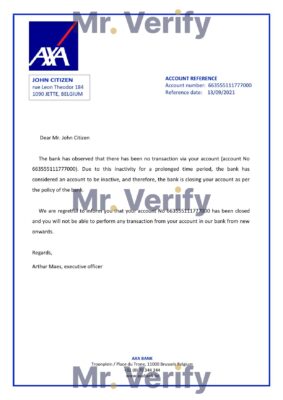 Download Belgium AXA Bank Reference Letter Templates | Editable Word