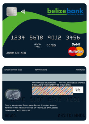 Fillable Belize Belizebank mastercard debit card Templates