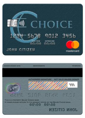 Editable Belize Choice bank mastercard Templates in PSD Format