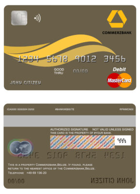 Fillable Belize Commerzbank mastercard debit card Templates