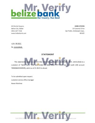 Download Belize Belizebank Bank Reference Letter Templates | Editable Word
