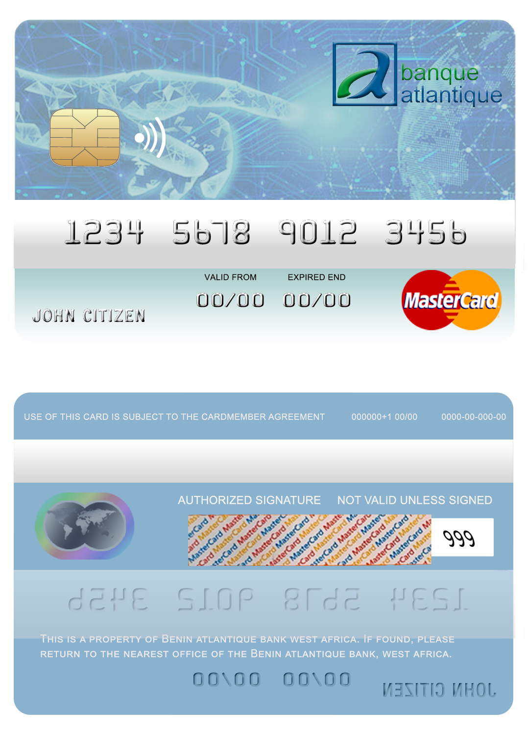 Fillable Benin Atlantique bank mastercard Templates | Layer-Based PSD