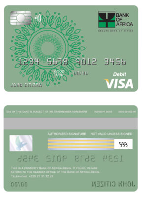 Editable Benin Bank of Africa visa card debit card Templates