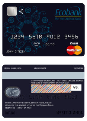 Editable Benin Ecobank mastercard debit card Templates