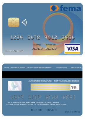 Editable Benin Fema bank visa card Templates in PSD Format