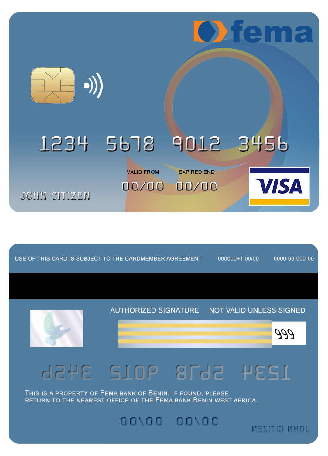 Editable Benin Fema bank visa card Templates in PSD Format