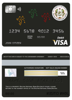 Fillable Bhutan National Bank mastercard debit card Templates