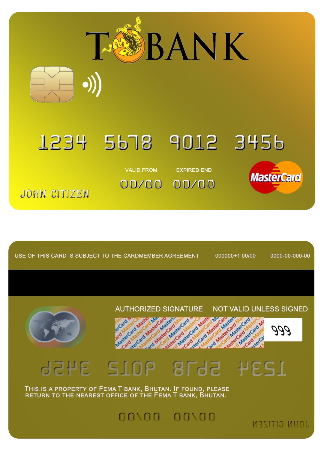 Fillable Bhutan T bank mastercard Templates | Layer-Based PSD