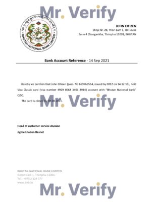 Download Bhutan National Bank Reference Letter Templates | Editable Word