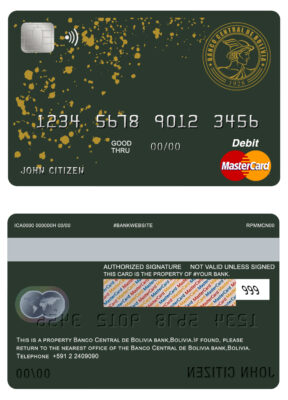 Fillable Bolivia Banco Central de Bolivia bank mastercard debit card Templates