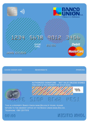 Fillable Bolivia Banco Union bank mastercard debit card Templates