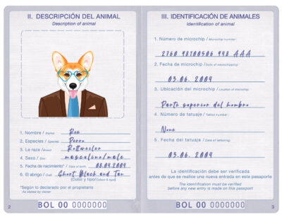 Bolivia dog Fake PSD Passport | Instant Download