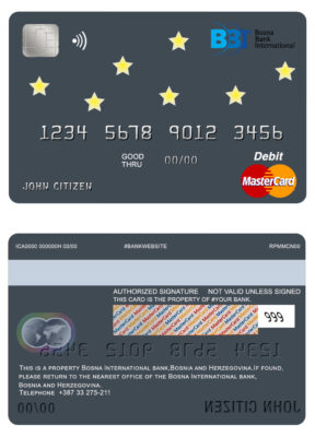 Fillable Bosnia and Herzegovina Bosna Bank International bank mastercard debit card Templates