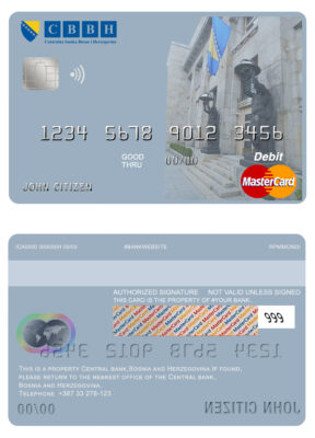 Fillable Bosnia and Herzegovina Central Bank mastercard debit card Templates