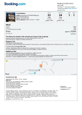 Editable Bosnia and Herzegovina Hotel Booking Form Template | Fillable PDF