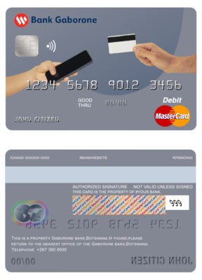 Fillable Botswana Bank Gaborone mastercard debit card Templates