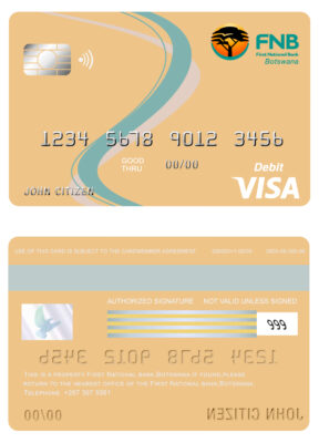 Editable Botswana First National Bank visa card debit card Templates