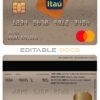 Fillable Brazil Itaú bank mastercard debit card Templates | Layer-Based PSD