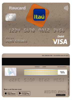 Editable Brazil Itaú bank visa card debit card Templates