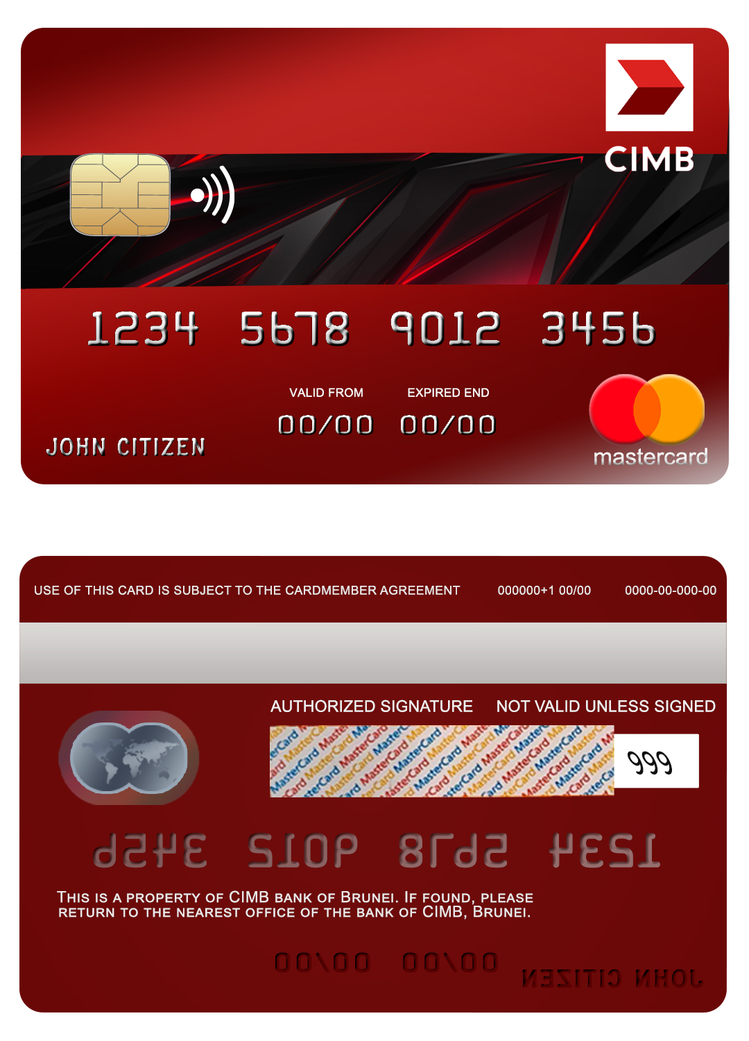 Fillable Brunei CIMB bank mastercard credit card Templates | Layer-Based PSD