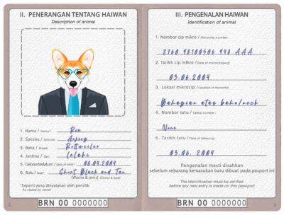 Brunei dog Fake PSD Passport | Instant Download