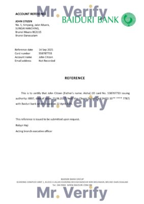 Download Brunei Baiduri Bank Reference Letter Templates | Editable Word