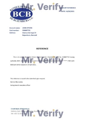 Download Burundi Credit Bank of Bujumbura Bank Reference Letter Templates | Editable Word