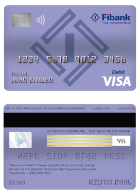 Fillable Bulgaria Fibank bank visa card debit card Templates