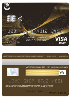 Editable Bulgaria United Bank visa credit card Templates in PSD Format