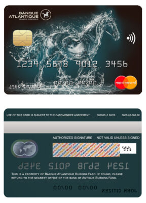 Editable Burkina Faso Atlantique bank mastercard credit card Templates in PSD Format