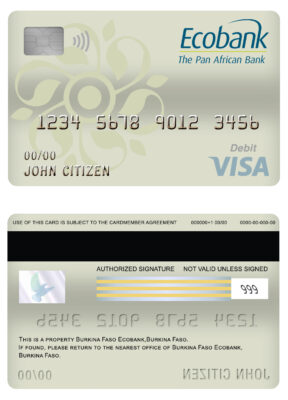 Fillable Burkina Faso Ecobank bank visa card debit card Templates
