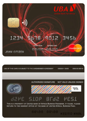Africa Editable Docs 2 Fillable Burkina Faso United bank for Africa mastercard credit card Templates | Layer-Based PSD