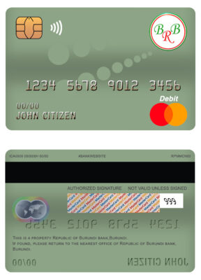 Editable Burundi Bank of the Republic of Burundi mastercard debit card Templates