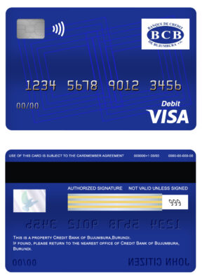 Editable Burundi Credit Bank of Bujumbura bank visa card debit card Templates
