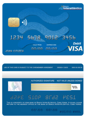Editable Cabo Verde Banco Inter-Atlântico bank visa card Templates in PSD Format